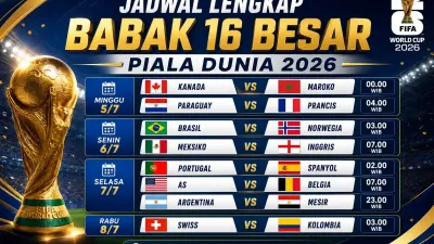 Jadwal 16 Besar Piala Dunia 2026 Lengkap, Portugal vs Spanyol hingga Swiss vs Kolombia