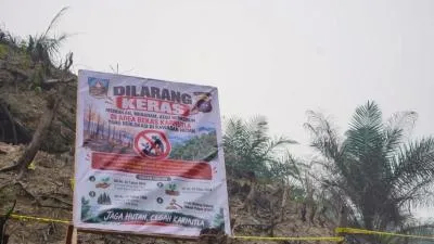 Lahan Bekas Karhutla Dharmasraya Dipasangi Garis Polisi