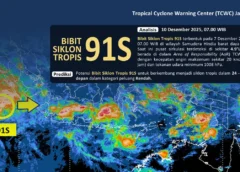 Perkembangan Bibit Siklon Tropis 91S di Wilayah Indonesia