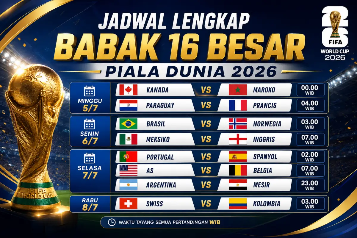 Jadwal Lengkap 16 Besar